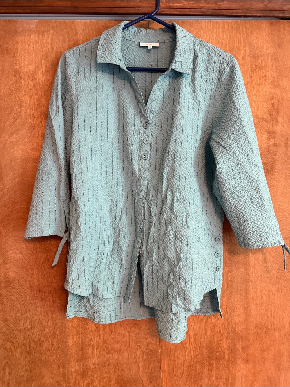 Habitat Textured Button-Front Tunic in Teal